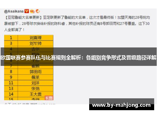 欧国联赛参赛队伍与比赛规则全解析：各组别竞争形式及晋级路径详解