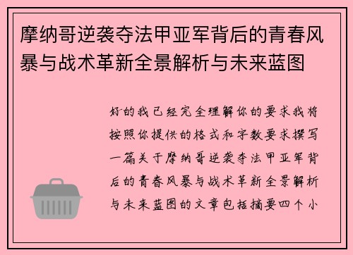 摩纳哥逆袭夺法甲亚军背后的青春风暴与战术革新全景解析与未来蓝图